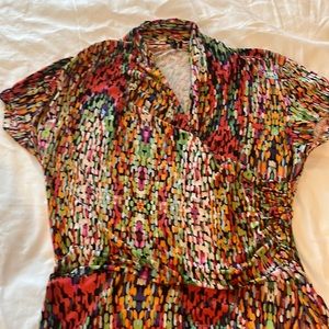 Amelia James Wrap midi dress. Colorful and fun, size L.